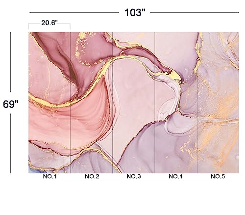 Gilding Marble Pink wall Mural Wallpaper for Bedroom 103" x 69" (49.35 Sq Ft)