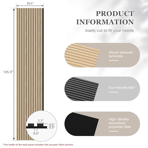 2 Pack 105.9" x 20.5" x 0.8" Acoustic Wall Panels Sound Absorbing (30.1 Sq Ft)