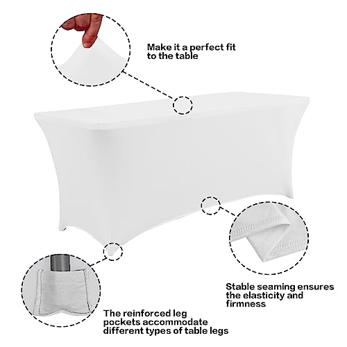 8FT Spring Table Cloth for Rectangular Spandex White Table Cover