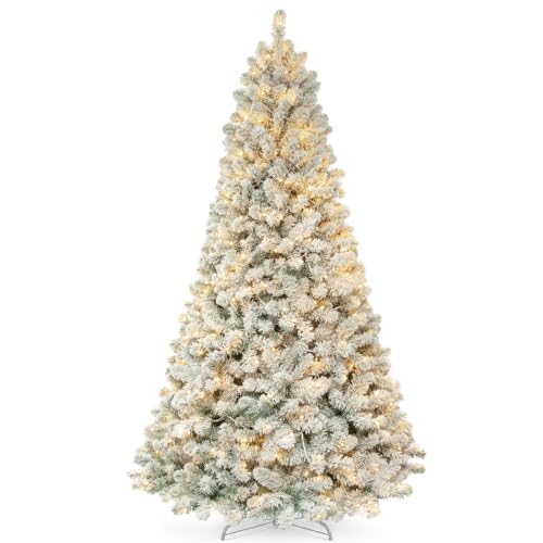 7 ft Prelit Snow Flocked Christmas Tree with 300 Warm White LEDs