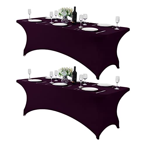 2Pack Spandex Table Cover for 8FT or 4ft or 6ft Table Universal Fitted Stretch Tablecloth for Party (2 Count)