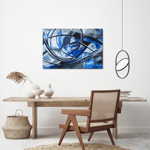 Abstract Wall Art Decor Modern Wall Art Pictures for Living Room Canvas Art Wall Decor Abstract Blue Wall Art Prints Artwork for Walls Black and White Wall Art Decorations Home Office Decor 24" X 36"