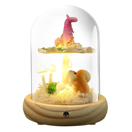 Mushroom Lamp in Glass Dome
