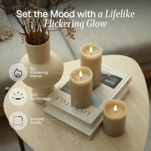 Beige LED Real Wax Flameless Battery (3 Count)