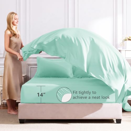 King Comforter Set 102"x90" Mint Green