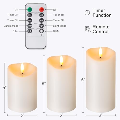Outdoor Flameless Candles with Remote Timer (3 Count)