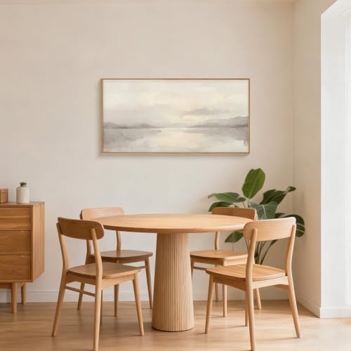 Large Abstract Neutral Beige Pastel Framed Canvas Wall Art (3 Count)