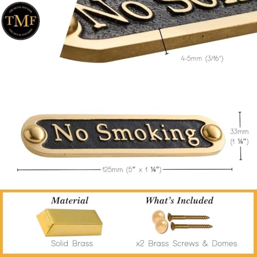No Smoking Brass Door Sign. Traditional Style Home Décor Wall Plaque Handmade By The Metal Foundry UK