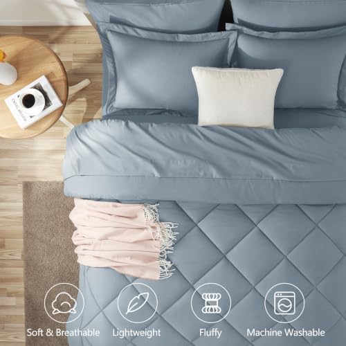 Queen Comforter Set 88"x88" Dusty Blue