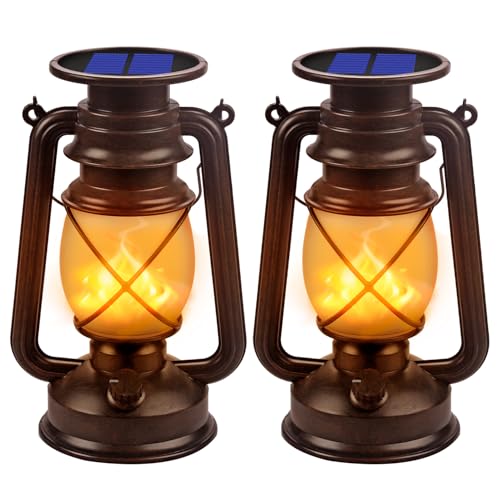 Solar Lanterns Outdoor Waterproof 2 Pack LED Flickering Light (2 Count)