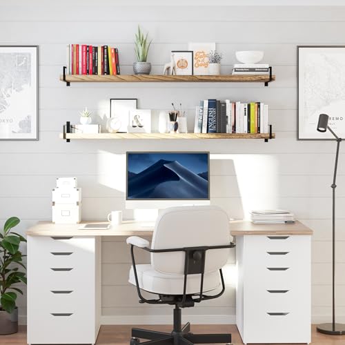 Toledo 60 inch Floating Shelf with Heavy Duty Bookend Brackets