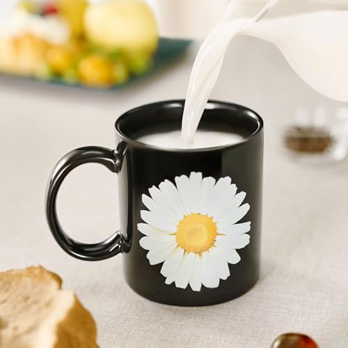 12Oz Daisy Black Ceramic Mug