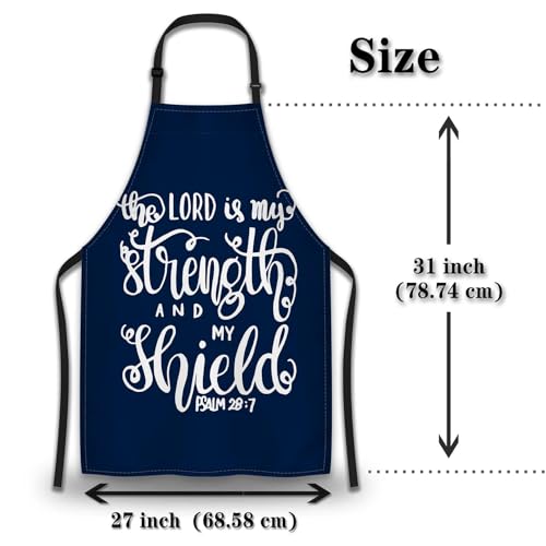 Baking Apron for Men the Lord Is My Strength and My Shield Bible Verse Modern Cute Aprons for Men for Kitchen Cooking Restaurant BBQ Painting Crafting 27”