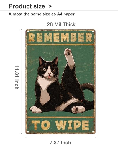 Funny Cat Bathroom Sign 8x12"
