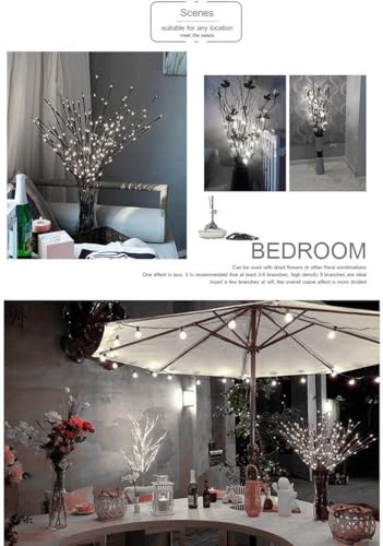 2 Pack Led Branch Light Battery Operated Lighted Branch Vase Filler Willow Tree Artificial Little Twig Power Brown 30 Inch 20 LED for Home Outdoor Indoor Romantic Decoration (2 Count)
