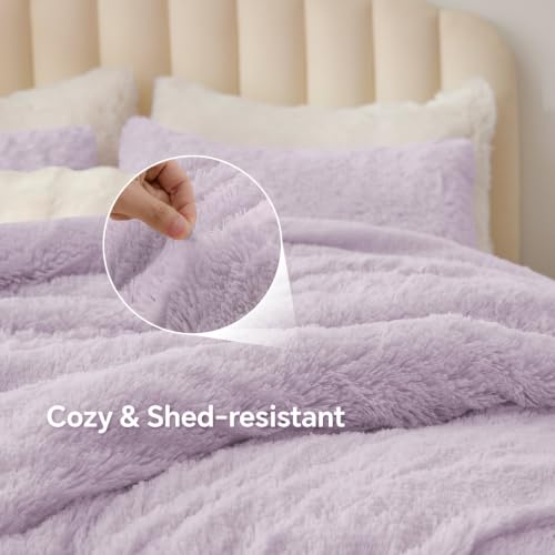 Lavender Fluffy Comforter Set Queen
