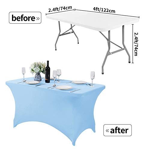 Spandex Table Cover for 4FT or 6ft or 8ft Table Universal Fitted Stretch Tablecloth for Party
