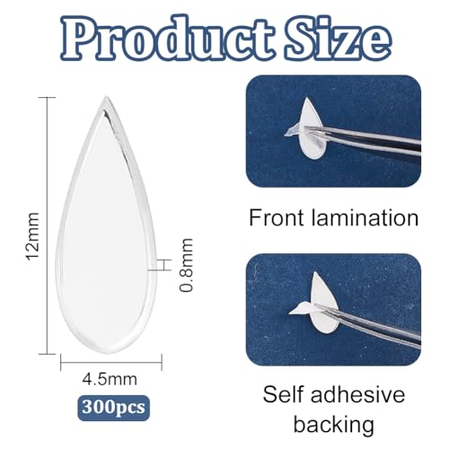 300pcs Teardrop Craft Mirrors Mosaic Tiles 4.5x12mm Self (300 Count)