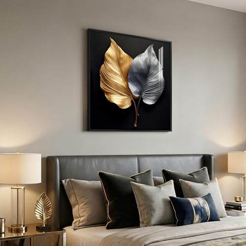 Framed Modern Gold and Silver Elegant Luxury Wall Art Decor