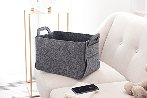 Storage Basket Felt Storage Bin Collapsible& Convenient Box Organizer with Carry Handles for Office Bedroom Closet Babies Nursery Toys Laundry