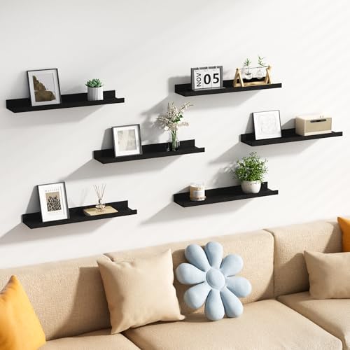 Floating Shelves for Wall Decor and Storage (6 Count)