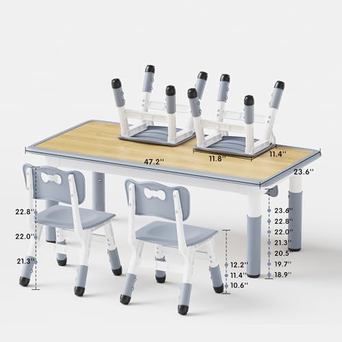 Height Adjustable Toddler Table and 4 Chairs Set