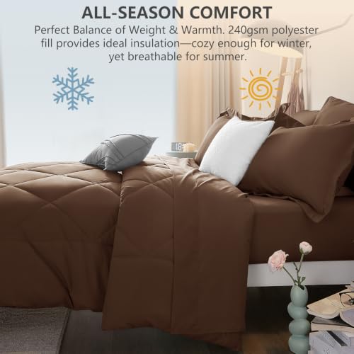 Twin Comforter Set 68"x88" Brown
