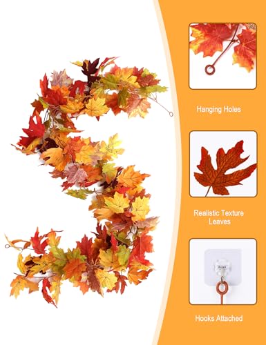 2 Pack Fall Leaves Garland for Mantle (2 Count)