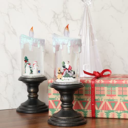 Santa Christmas Snow Globe Flameless Candle Battery Operated
