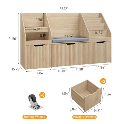 Kids Bookshelf with Reading Nook