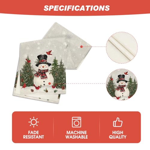 Snowman Christmas Table Runner Home Party Decor 13x36 Inch