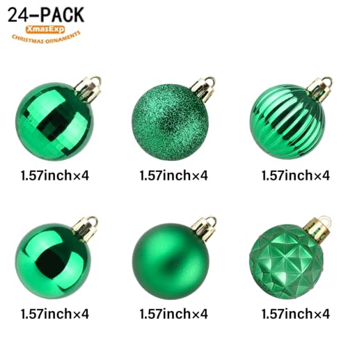 24ct Green Christmas Ball Ornaments for Tree Decorations (34 Count)