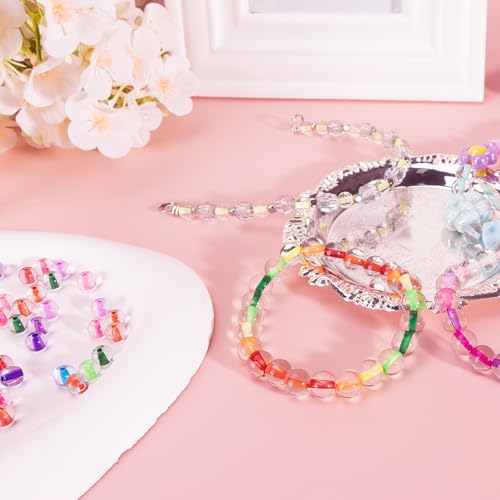 24 Colors 1200PCS Core Filled Glass Beads Kit 6mm DIY Craft Beads (1200 Count)