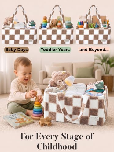 Baby Diaper Caddy Organizer with Waterproof Changing Pad