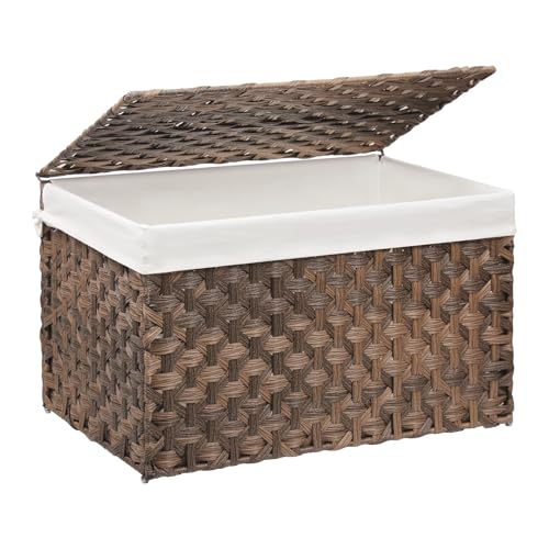 Large Wicker Storage Basket with Lid