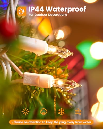 Clear Christmas String Lights 100 Count 26.5 Feet Incandescent Bulb Mini Lights for Indoor Xmas Tree Garland Birthday Wedding Party Festival Decoration (53 Foot)