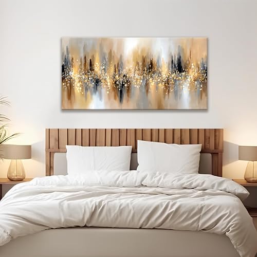 Modern Gold Abstract Wall Art For Living Room Prints 24x48 ln
