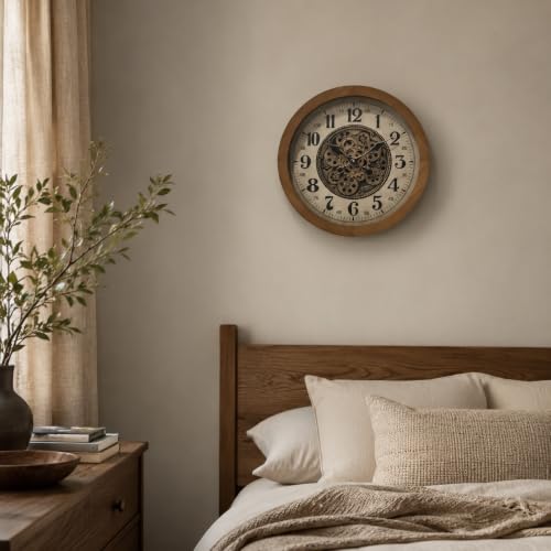 Large Real Moving Gears Wall Clocks for Living Room Decor