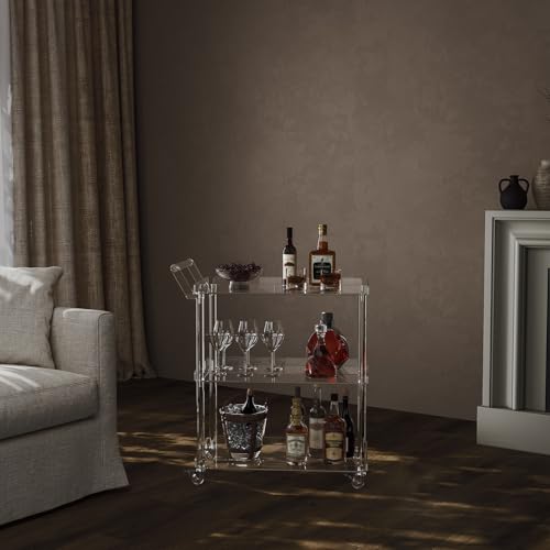 Acrylic Bar Cart with 4 Lockable Wheels