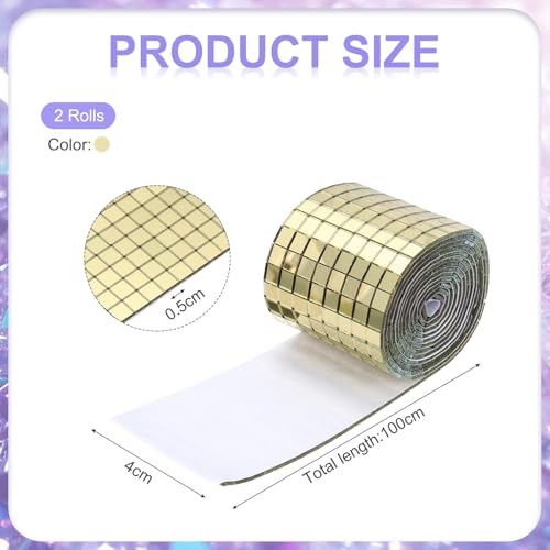 Self Adhesive Glass Mirror Mosaic Tiles 3200 Pcs 5 x 5 mm Disco Tiles for Craft Decoration Glass Mirror Disco Ball Gold 2 Pcs (2 Count)