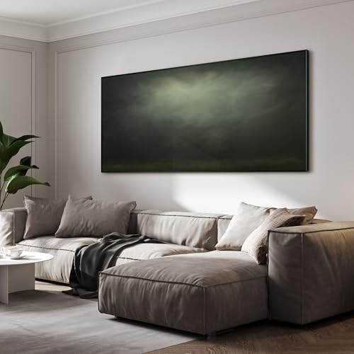 36"x72" Extra Large Framed Wall Art Moody Green Abstract Cloudscape