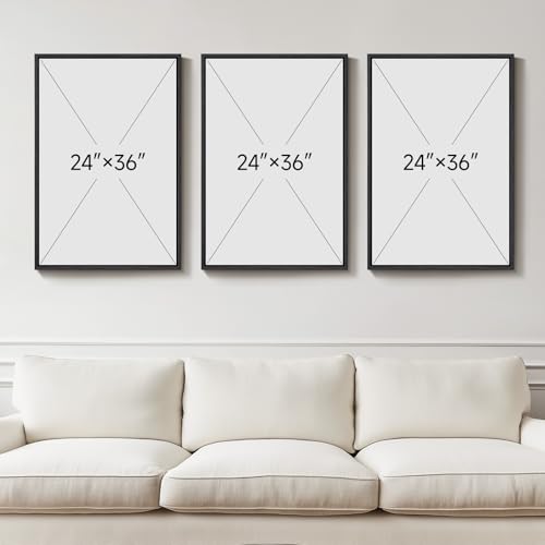 Large Framed Black and White Gray Abstract Wall Art Set (3 Count)