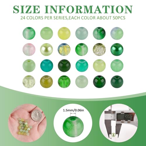 About 1200PCS 6mm Glass Beads Bracelet Making Kit (1200 Count)