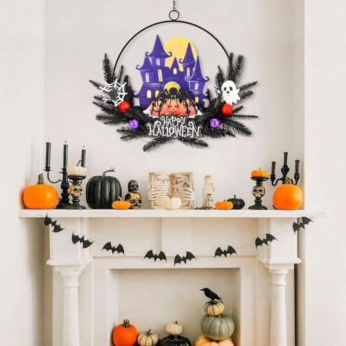Pre Lit Halloween Wreath for Front Door
