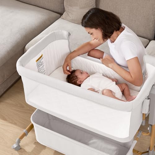 3-in-1 Baby Bassinet, Bedside Sleeper & Rocking Bassinet for Newborn