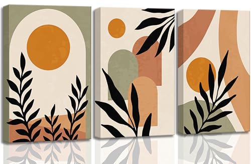 3 Pcs Mid Century Modern Boho Sun Canvas Wall Art 16x24in (3 Count)