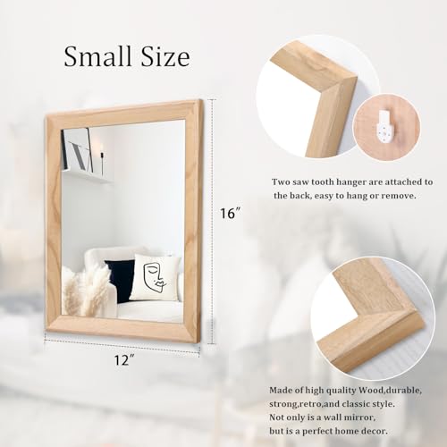 Rustic Mirrors for Wall Rectangle Wood Frame Mirror Decorative for Farmhouse Bedroom Bathroom Living Room Small