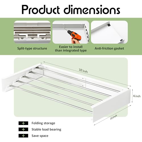 Clothes Drying Rack Wall Mounted 32“