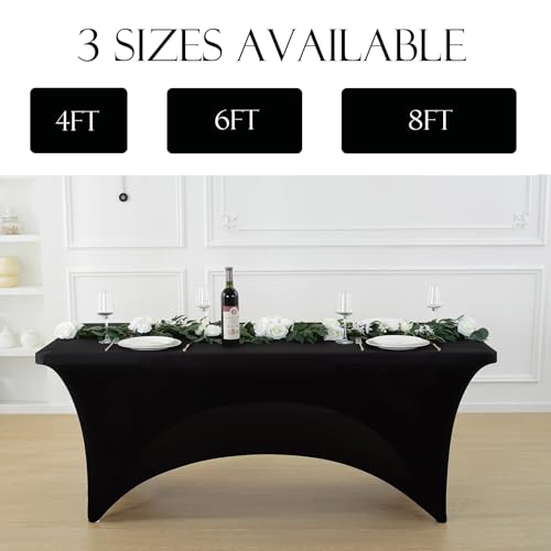 6 Pack 6ft Black Spandex Tablecloth (6 Count)