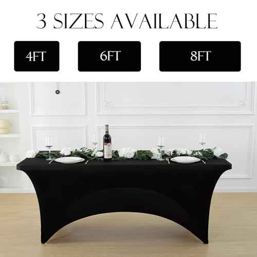 6 Pack 8ft Black Spandex Tablecloth (6 Count)